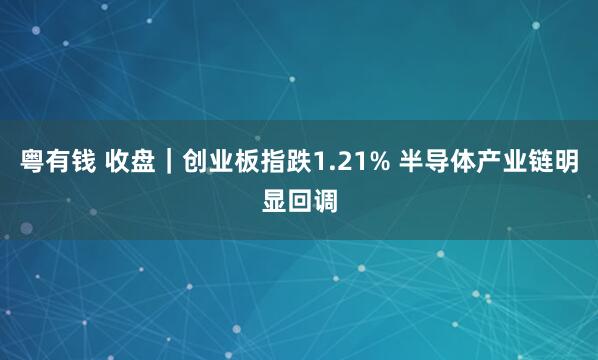 粤有钱 收盘｜创业板指跌1.21% 半导体产业链明显回调